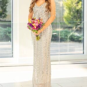 Prom/ Banquet Elegant Silver Dress